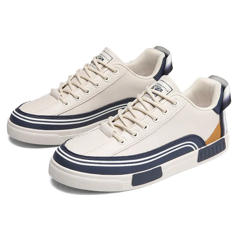 Men's beige, white and green canvas shoes with mesh sections and flat heels in sizes 39-47