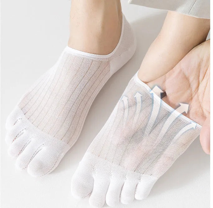 Modal cotton five-finger boat socks in white, khaki, light gray, dark gray and black colour options