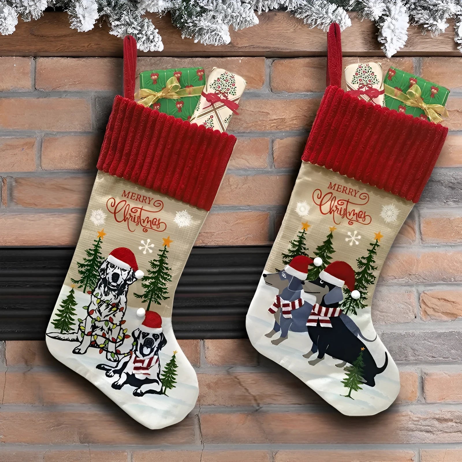Cloth Christmas tree pendant ornament with pastoral design, measuring 46cm by 28cm.