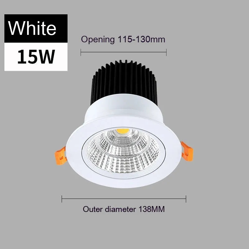 White aluminium LED recessed ceiling spotlight with three colour light settings
