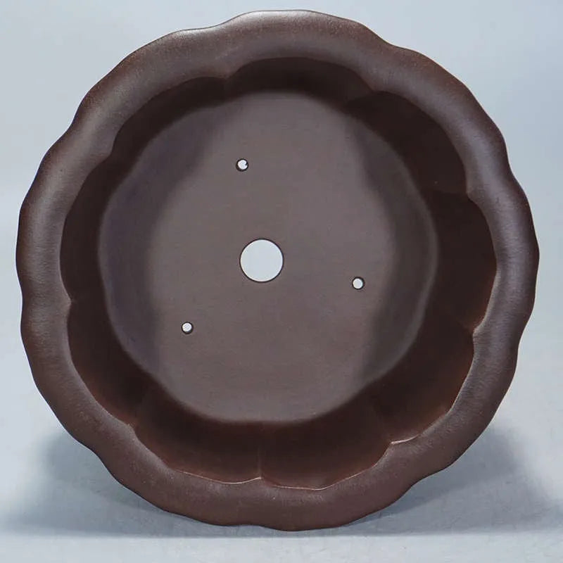 Antique Petal Basin purple sand flower pot for succulents, 37cm wide.
