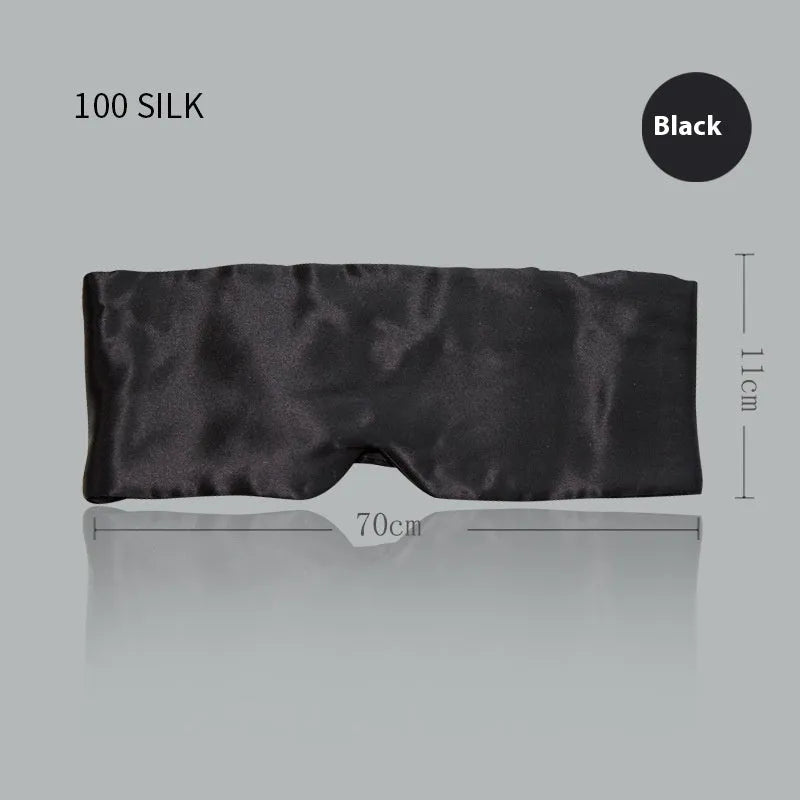Mulberry silk eye mask in various colours including black and champagne gold for light blocking sleep