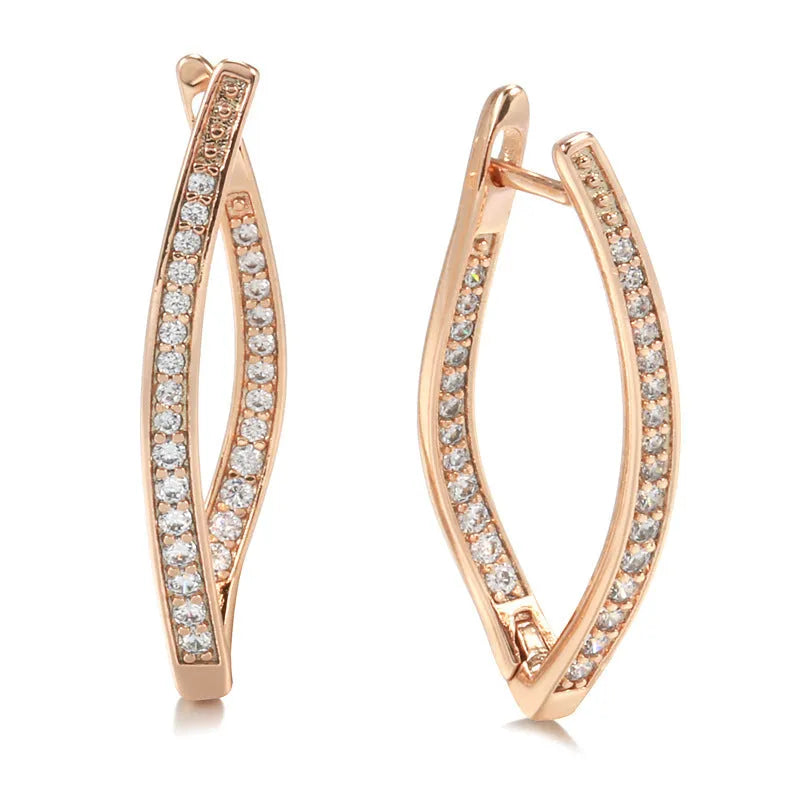 Copper geometric stud earrings with zircon details in H0493 colour.
