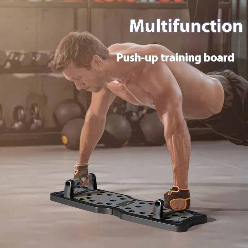 ABS plastic push up support plate fitness equipment on a floor, shown in available colour options.