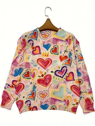 Loose fit digital printed t-shirt with lapel collar available in multiple sizes