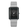 Rectangular dial couple watch set in black and white with slim 9mm case