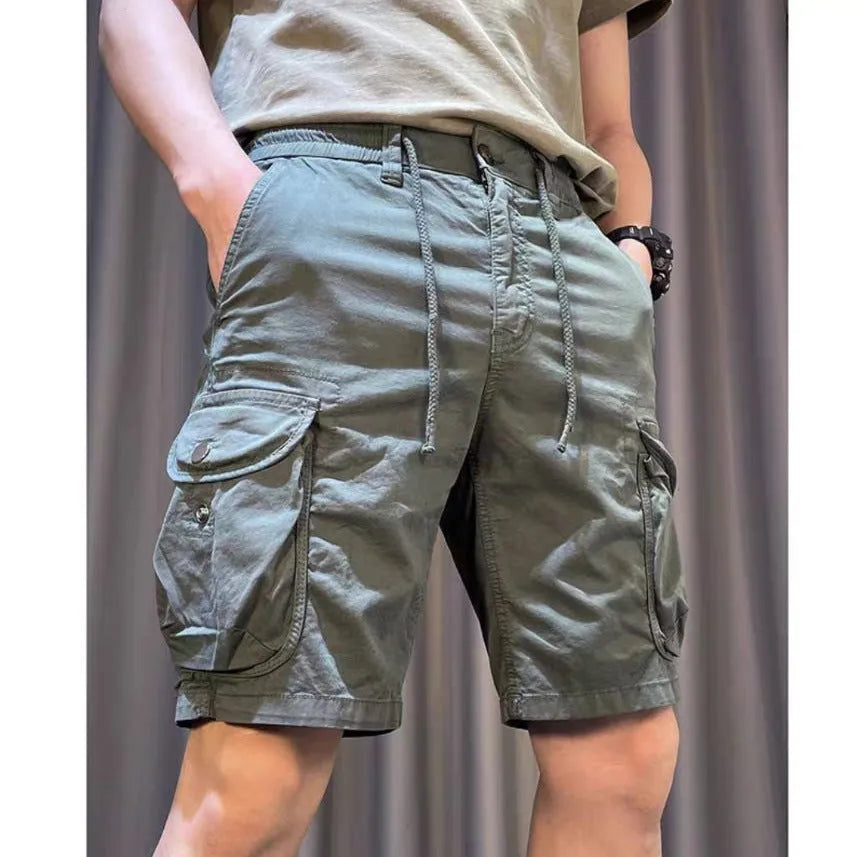 Loose straight multi-pocket casual overalls pants in black colour with Korean-style design