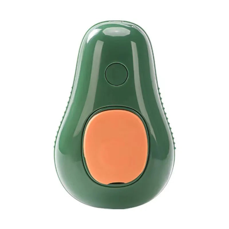 Avocado green pet grooming spray brush with massage nodes and integrated 20ml bottle