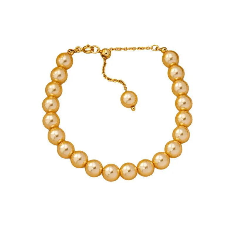 Women's copper luxury golden balls bracelet handmade bead geometric unisex jewellery