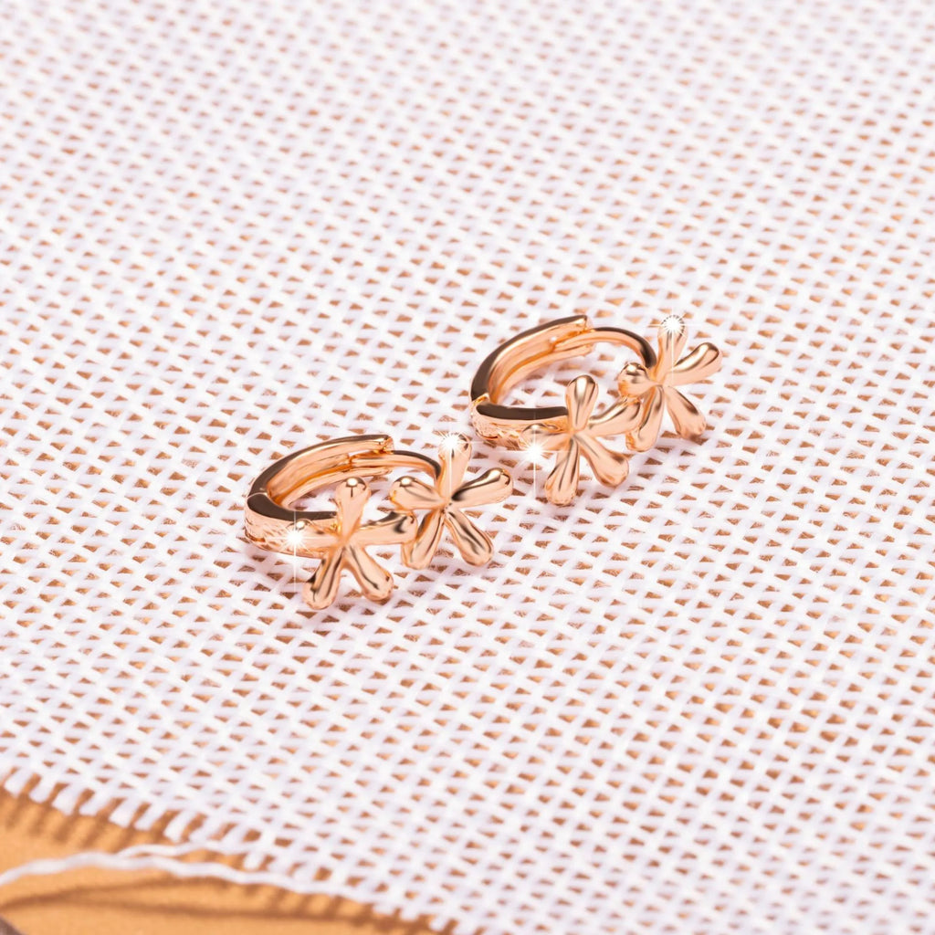Rose gold waterdrop flower earrings with circular shape and electroplated finish