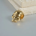 Stainless steel hollow skull Buddha earrings with geometric design in electroplated colours