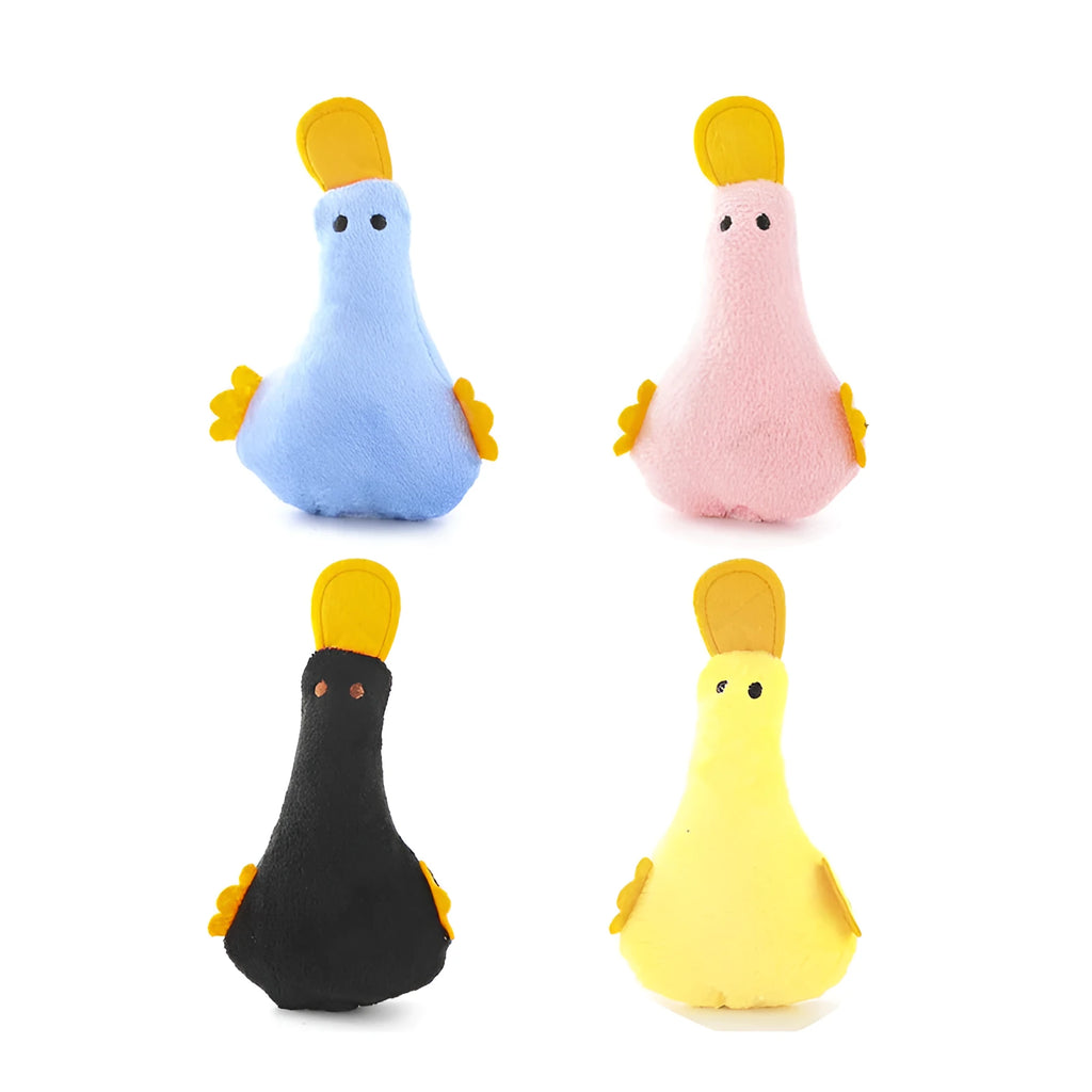 Colourful duck plush pet toy with squeaker and catnip for cats and dogs