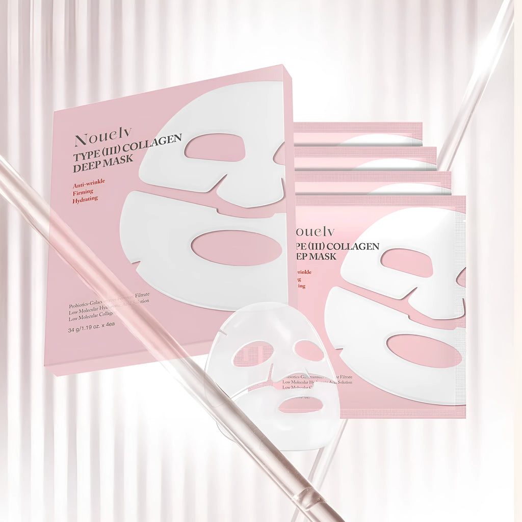 Box containing four collagen patch masks for facial moisturising and rejuvenation
