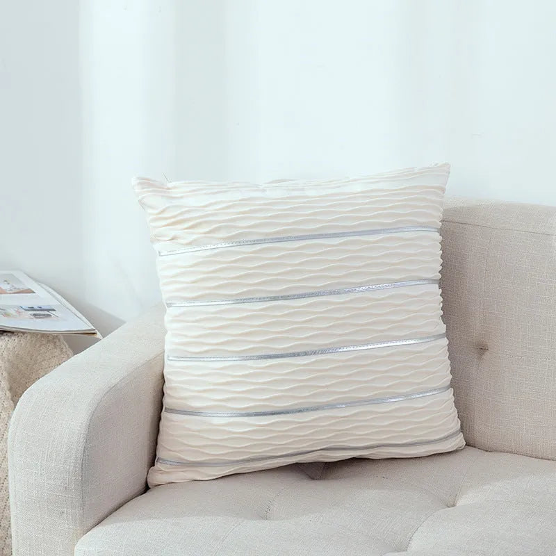 Striped velvet cushion cover in multiple colours measuring 45x45cm