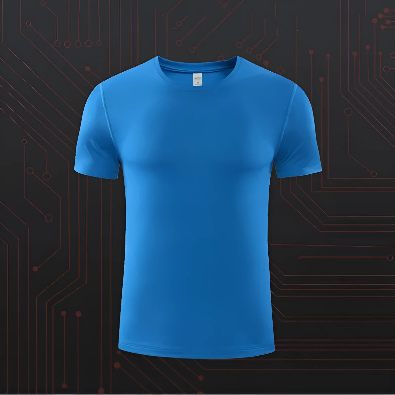 Quick dry round neck short sleeved t-shirt in black for running and sports with 150G-star point cloth fabric.