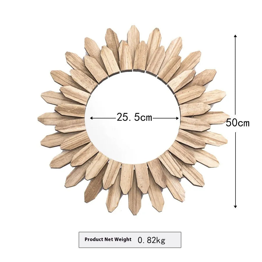 European-style wooden framed wall hanging mirror in baked colour finish