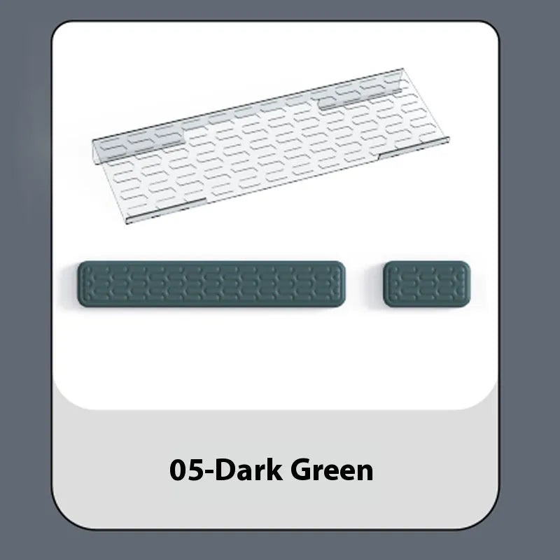 Double-sided memory foam keyboard and mouse pad with resin wrist rest in multiple colour options