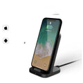 Dark grey vertical wireless charging station for smartphones with aluminium construction