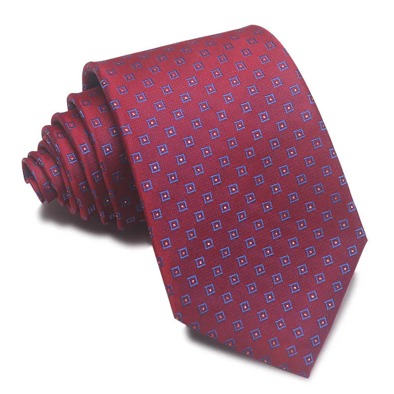 Men's 8CM wide striped formal tie in polyester jacquard weave available in multiple colours