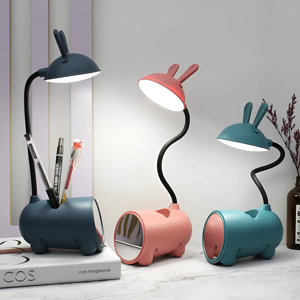 Cartoon design USB desk lamp with pen storage compartment in modern simplicity style