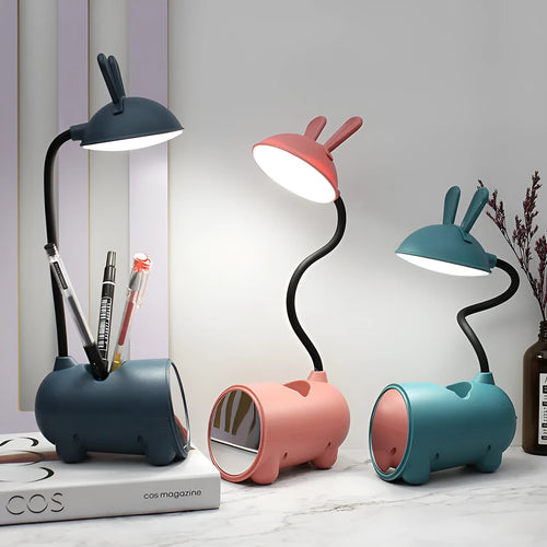Cartoon design USB desk lamp with pen storage compartment in modern simplicity style
