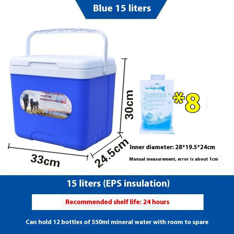 Blue aluminium foil insulated portable cooler box with EPS insulation