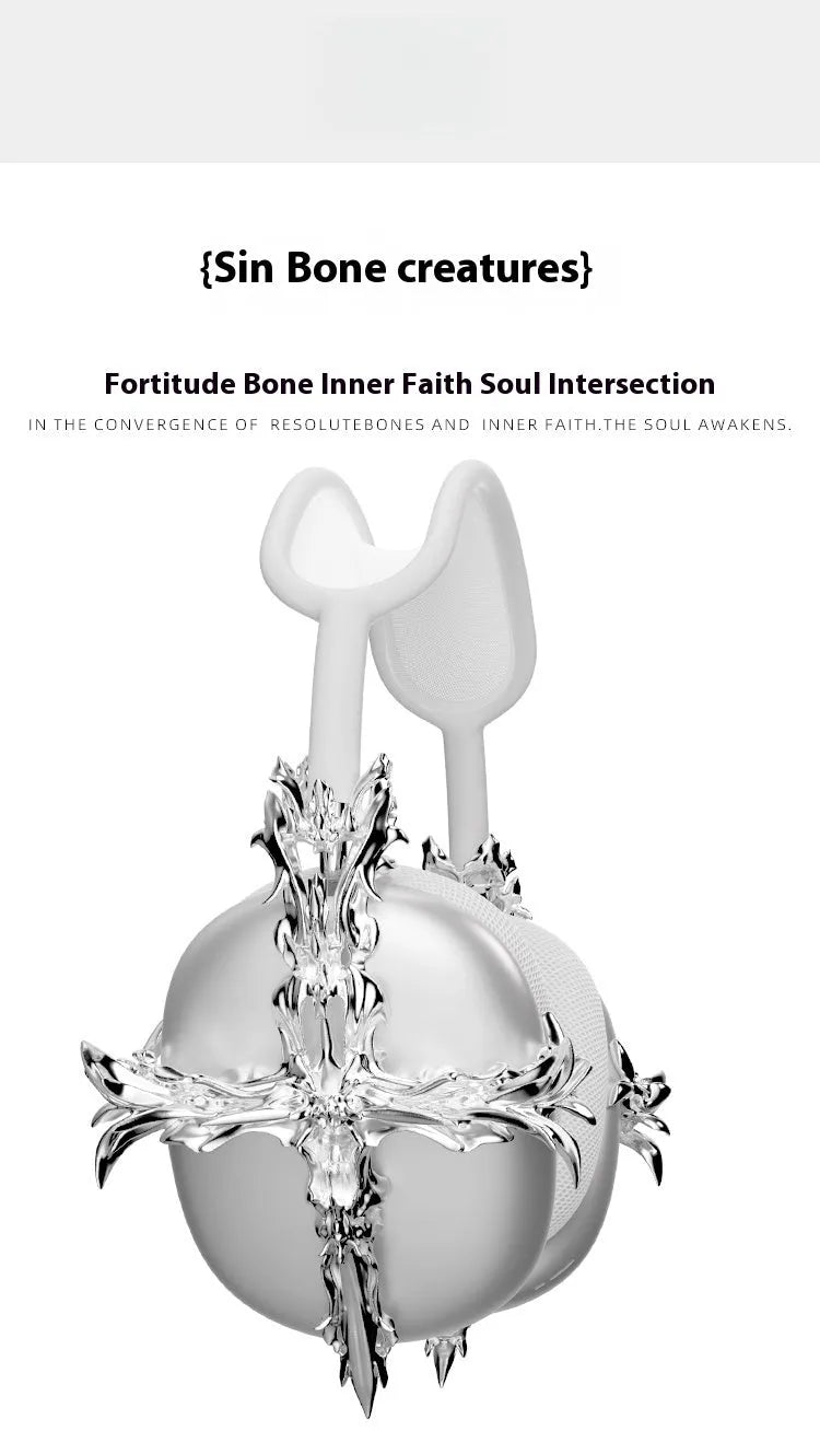 Gothic style resin hard case cover for Apple AirPods Max headphones in silver finish