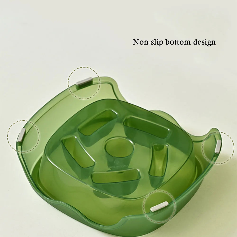 Pet dog slow feeder bowl in blue with anti-choking design for controlled feeding