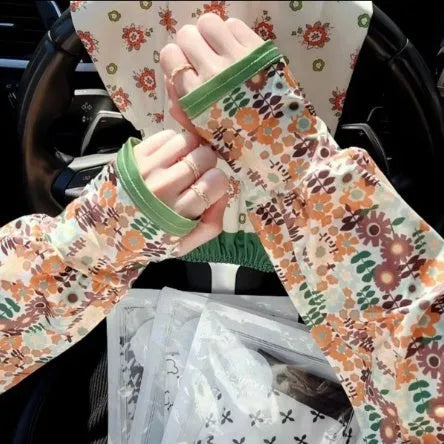 Ice silk sun protection oversleeves in colourful patterns with UV protection for arms