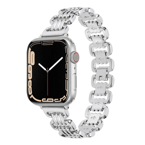 Alloy metal ladies watch bracelet for Apple Watch in silver, black, gold, rose gold, starlight colours.
