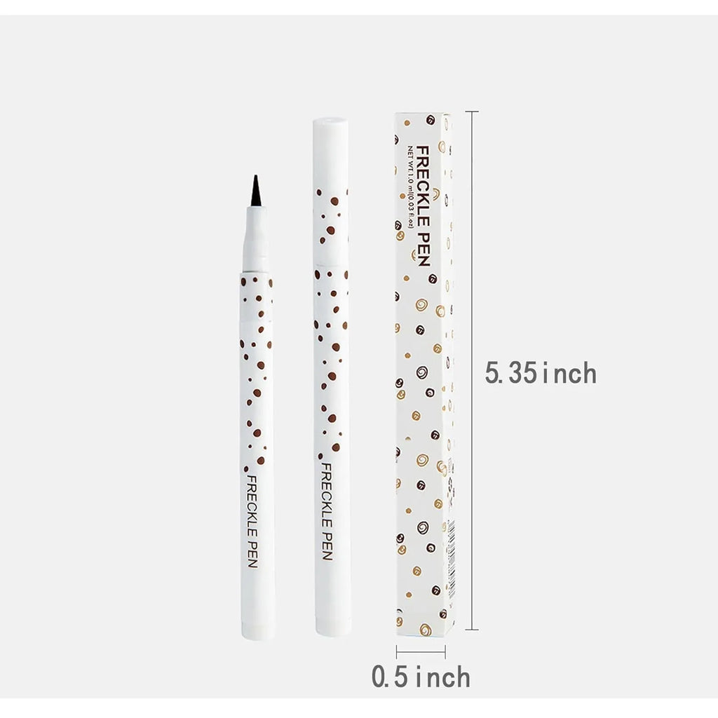 Dark brown cosmetic freckle pen with precision tip for waterproof face and body makeup.