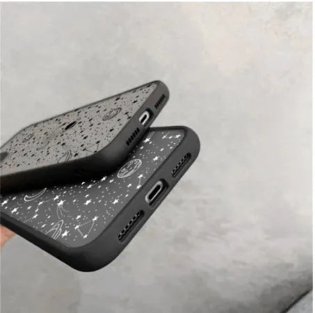 Star universe patterned iPhone case showing raised edges for screen and camera protection