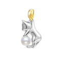 925 sterling silver clavicle chain necklace with cat charm pendant and electroplated finish
