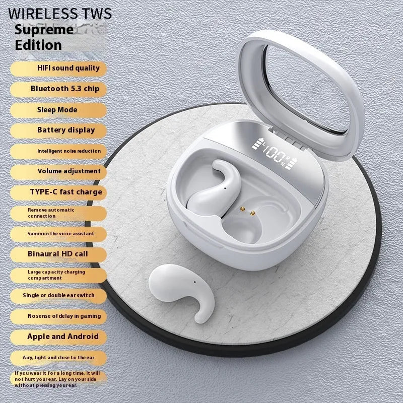 Mini sticker TWS wireless Bluetooth earbuds BL39 with digital display, PC ABS, earplug style, in black