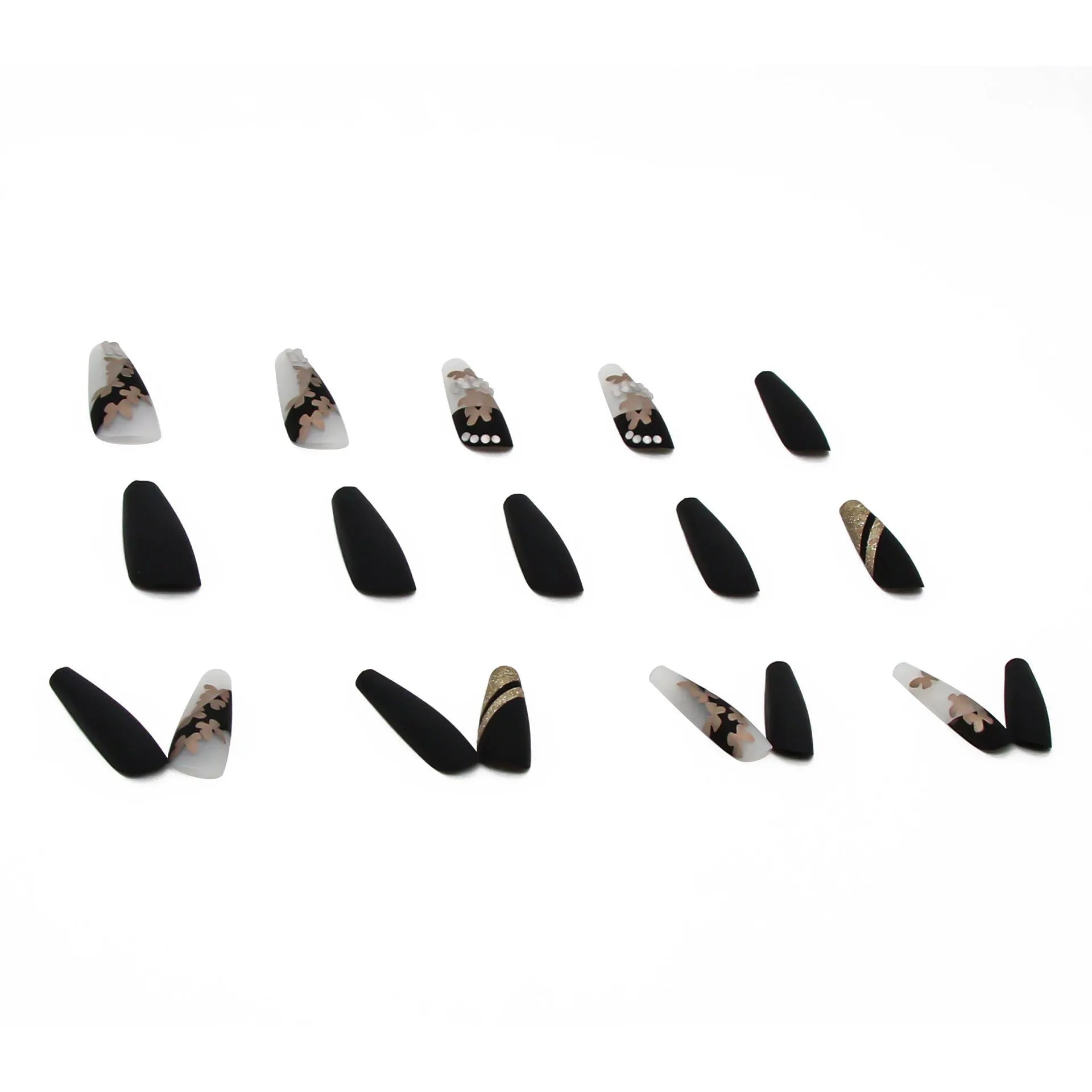 Z194 golden butterfly detachable nail polish patch with glue, 24 pieces per box