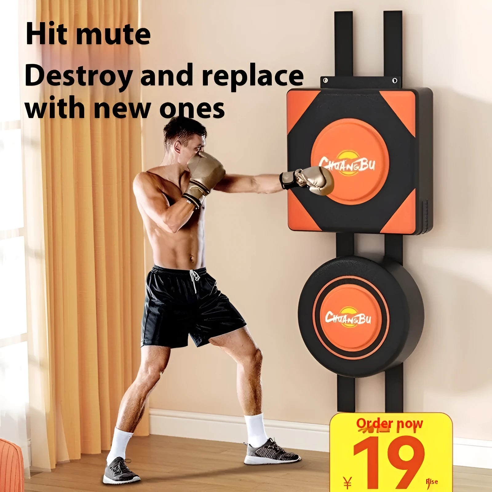 Hanging boxing sandbag wall target with PU leather construction for home fitness training
