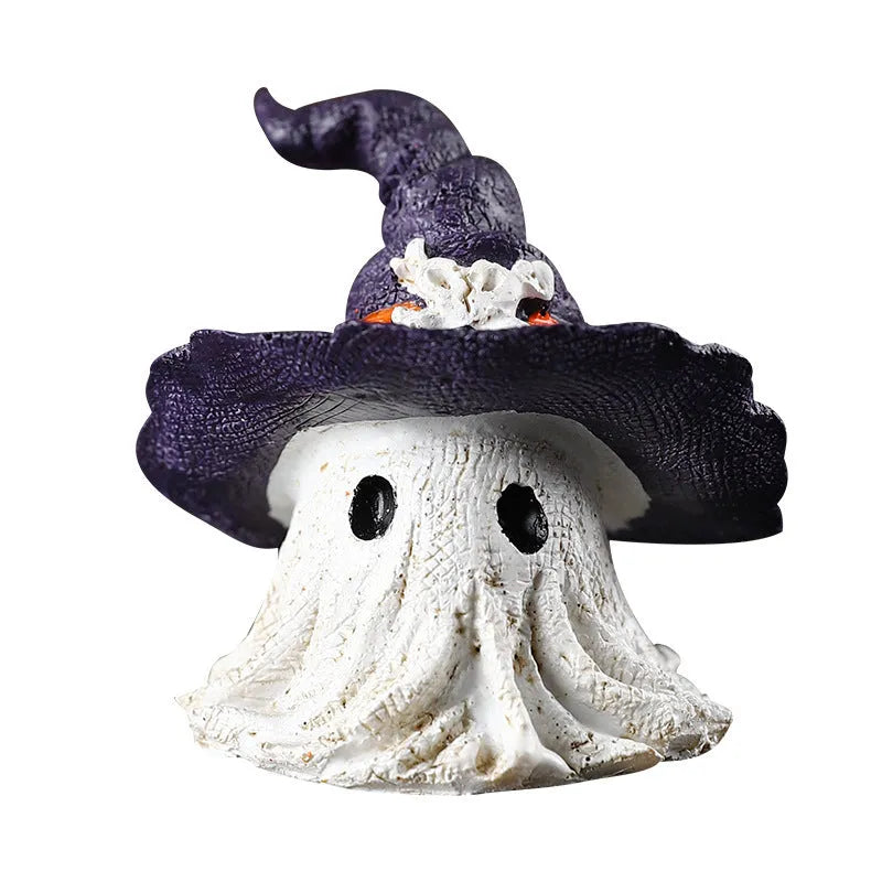 Resin wizard hat ornament in purple or black colour with hanging loop for holiday decoration
