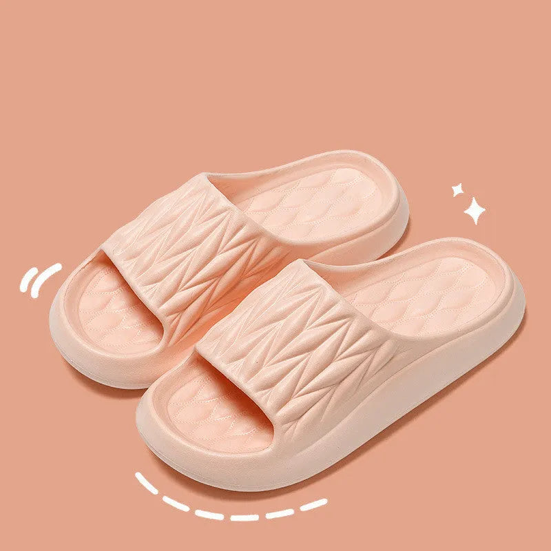 Leaf texture pattern EVA slippers for indoor household wear in black, green, grey, pink or white