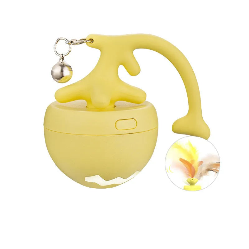 USB electric cat teasing ball with fish bone shaped rolling component and teasing stick attachment
