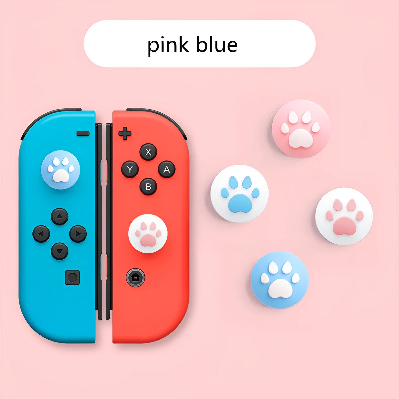 Four silicone thumbstick grip caps for Nintendo Switch Lite console in assorted colours