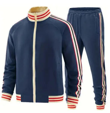 Turtleneck zipper cardigan trousers suit in polyester fabric streetwear style
