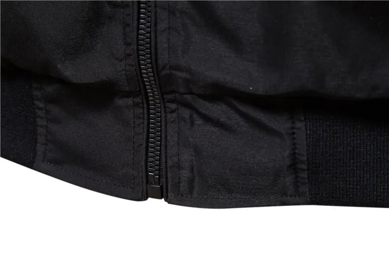 Men's casual lightweight polyester jacket in solid colour options including dark blue, black and army green