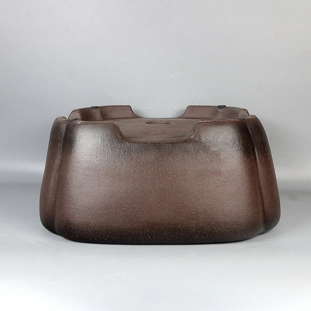 Handmade antique square purple clay ceramic bonsai flower pot with 41cm external size
