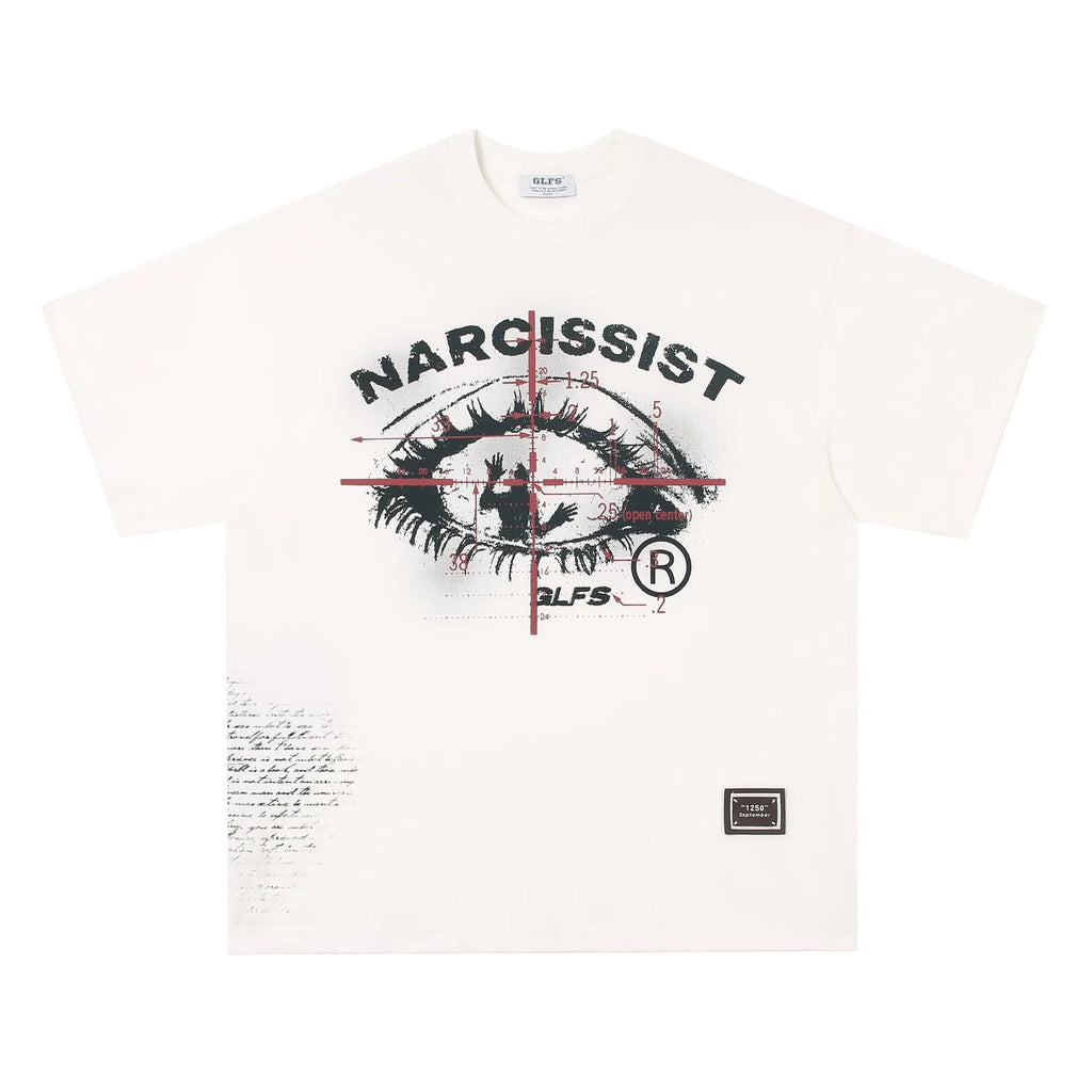 Black and white retro hip hop gothic letter print pure cotton t-shirt for teenagers