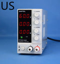 White adjustable DC power supply unit with digital display, model S605W, for electronics repair.