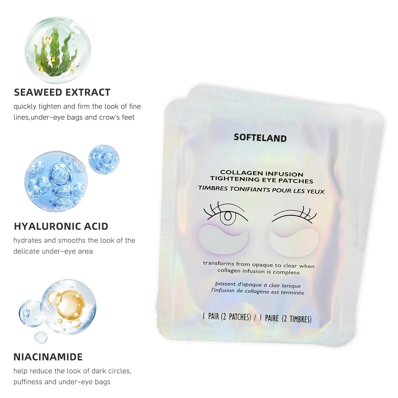 Collagen eye stickers boxed 8 bags no logo under eye patches beauty tool