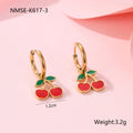 Cherry jewellery set with necklace, bracelet, earrings and ring in stainless steel with 18K gold plating