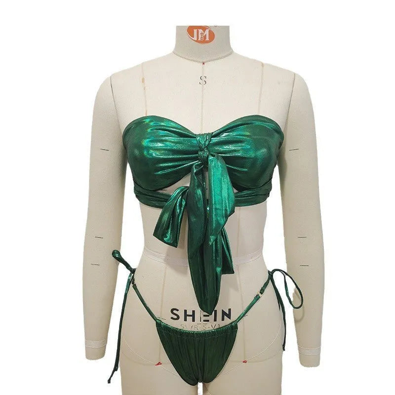 Women's lace-up front swimsuit with floral print and built-in chest pad