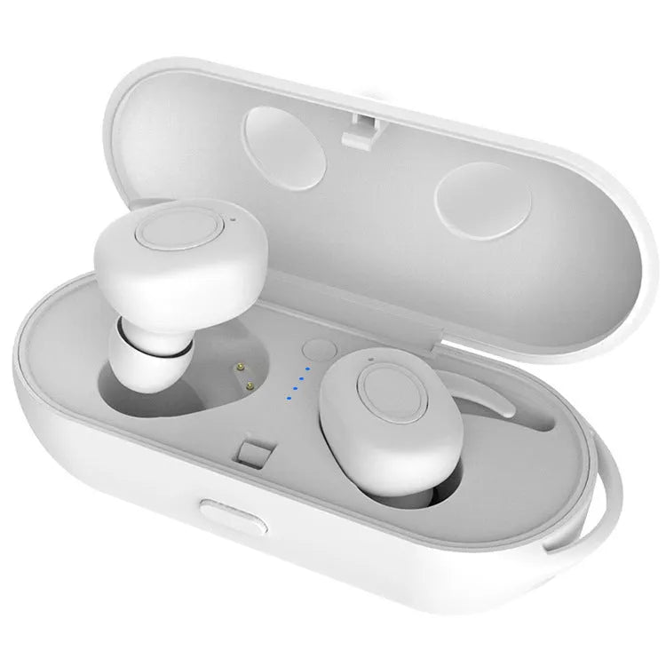 Wireless Bluetooth sports earbuds in black, green, red, and white colours showing in-ear design.