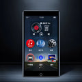 Black Ruizu H1 portable media player with 4-inch touchscreen showing music playback interface